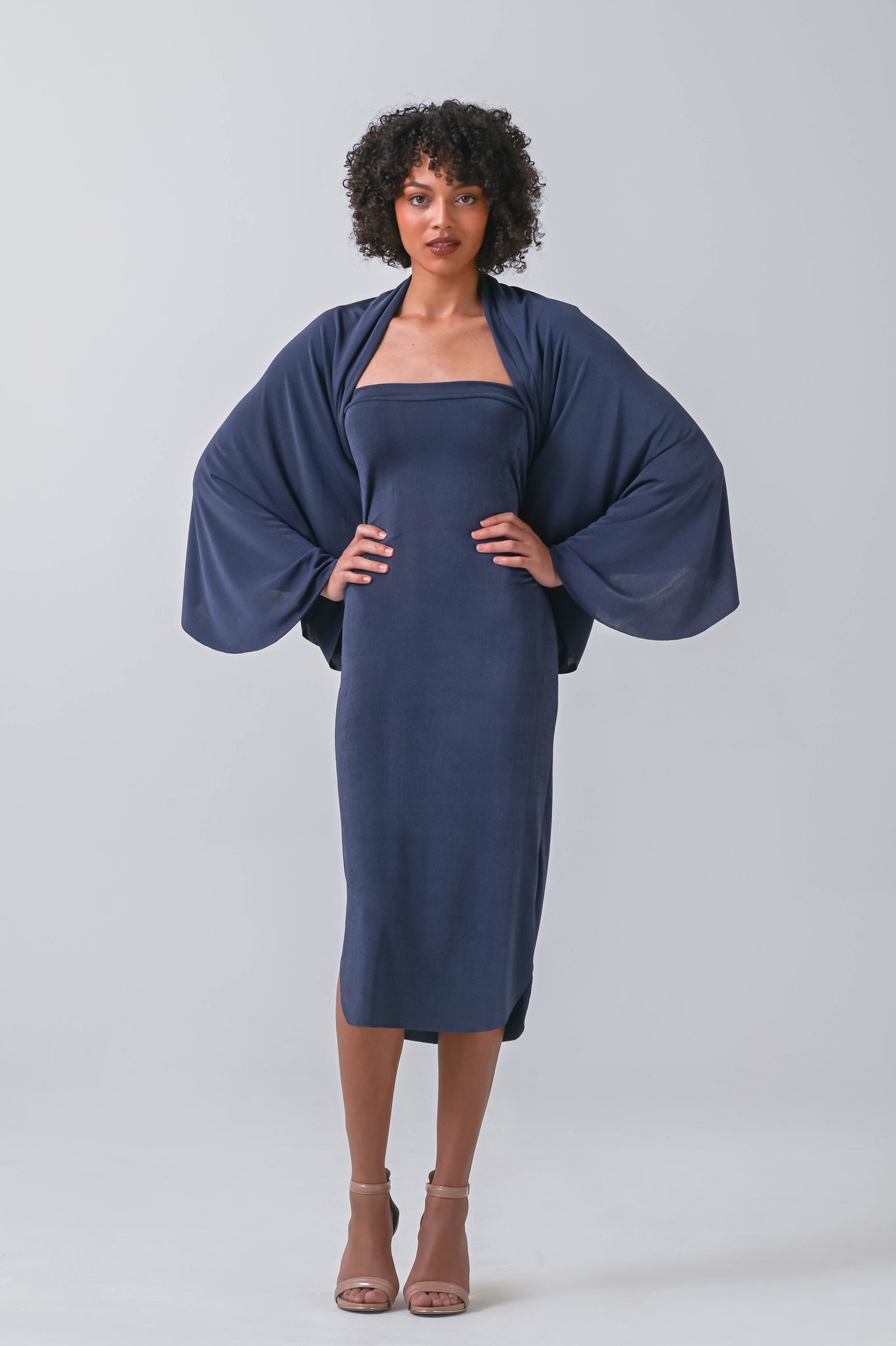 ALSLIAO Womens Sexy Slim Basic Sleeveless Tank Dress Soft Stretch Wrinkled  Casual Dress Blue XL 