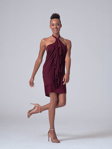 Plain Maroon SATRANI LYCRA SOLID SLEEVELESS WESTERN BODYCON DRESS