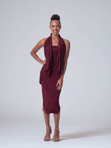 Sleeveless Dress in BURGUNDY (2 Piece Set, Wear it Endless Ways!)