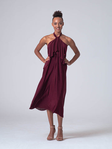 Plain Maroon SATRANI LYCRA SOLID SLEEVELESS WESTERN BODYCON DRESS